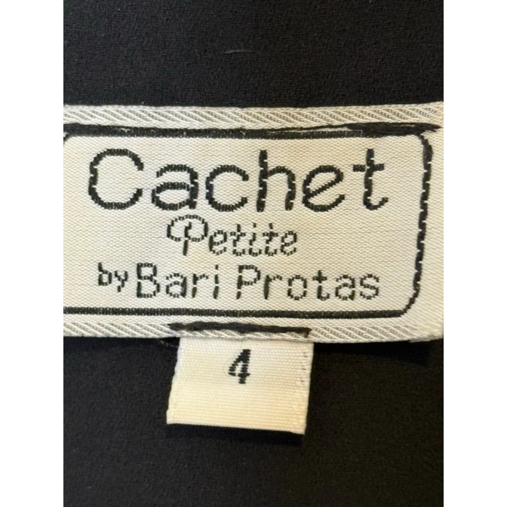 Vintage Cachet Petite by Bari Protas Black Gold Long Sleeve Dress 4P - Picture 8 of 9
